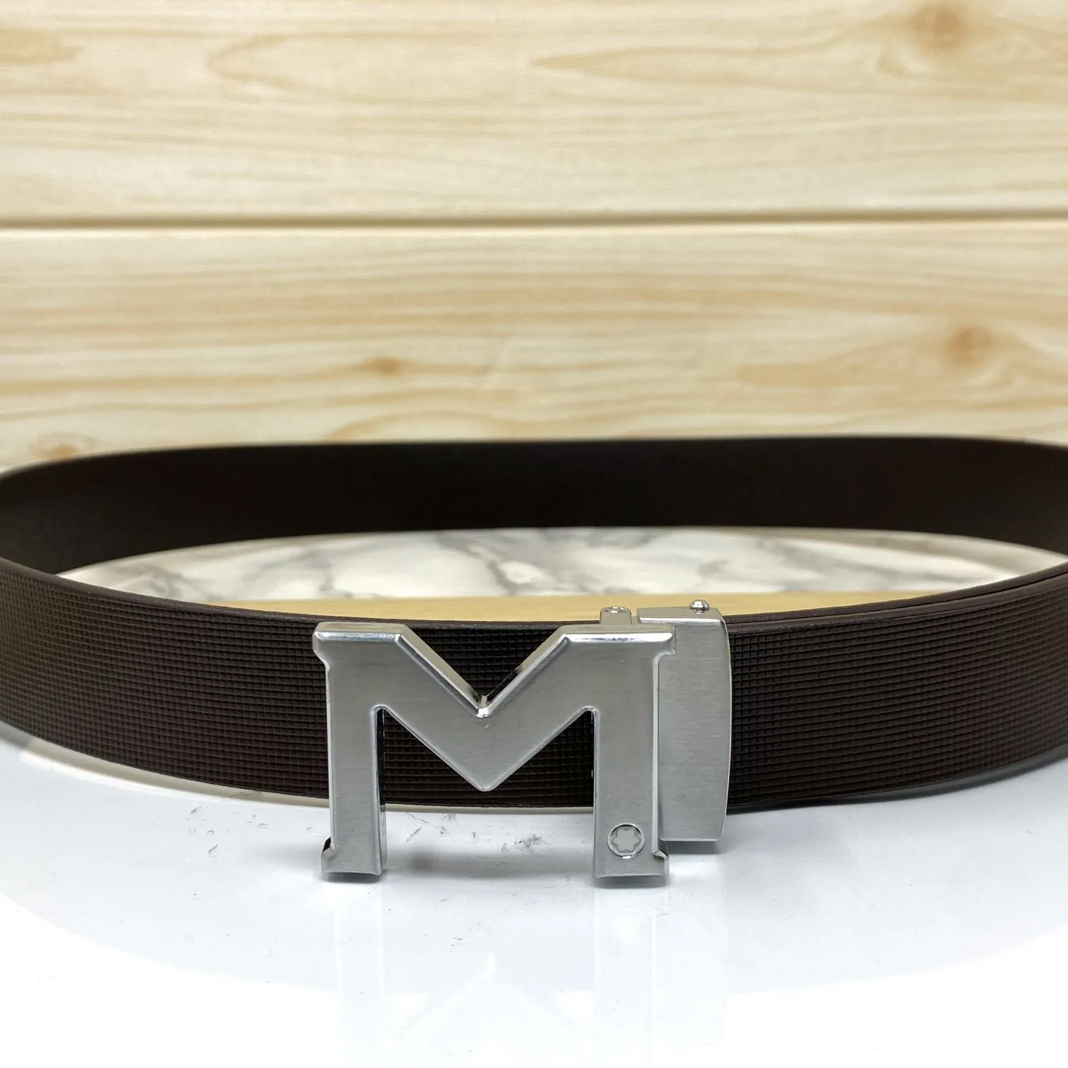 M-Pattern Leather Strap Belt -JonasParamount