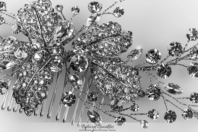 Mandy Leaf Spray Cluster Hair Clip | Swarovski Crystal