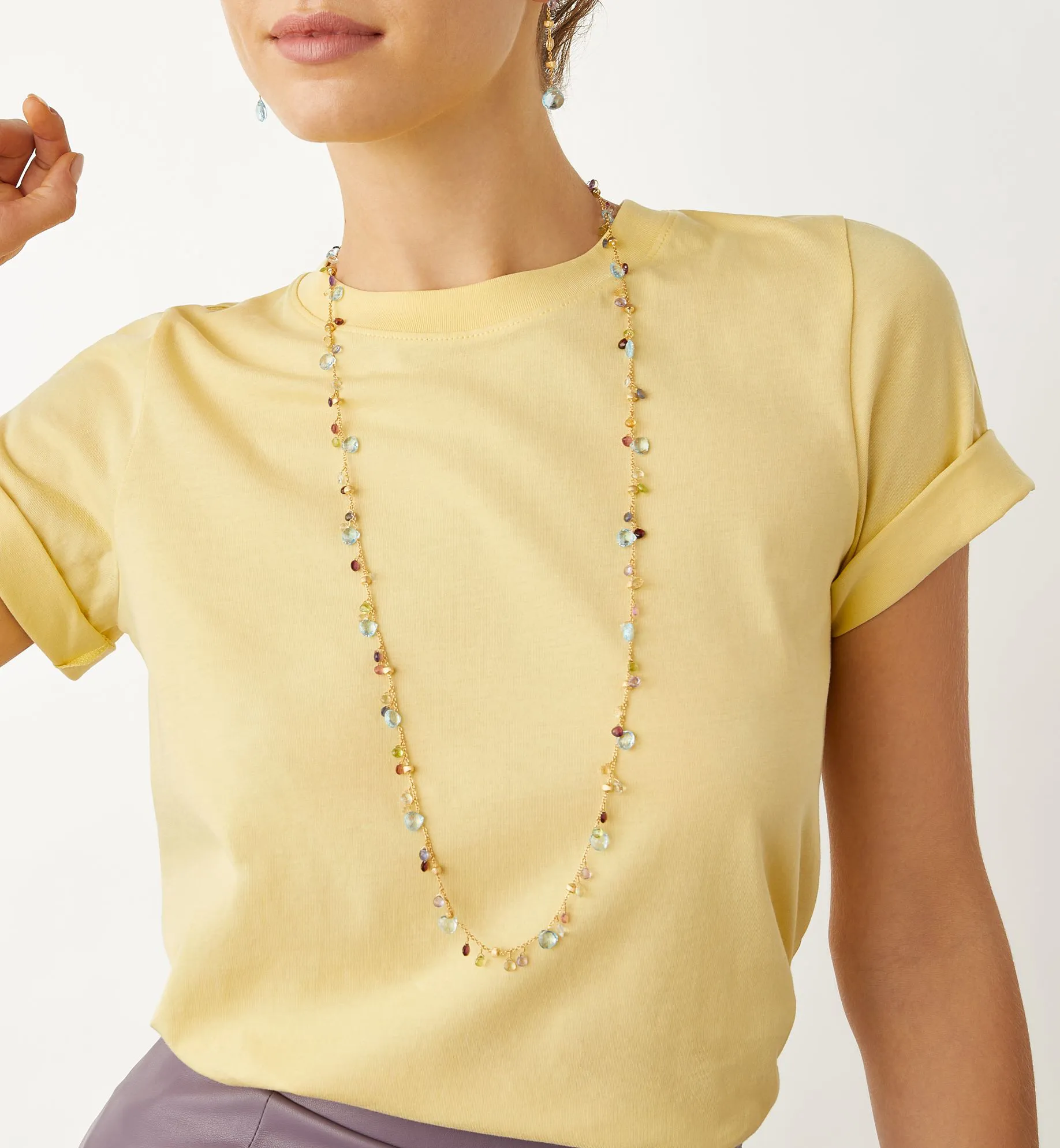 Marco Bicego Paradise Yellow Gold Mixed Gemstone Long Necklace