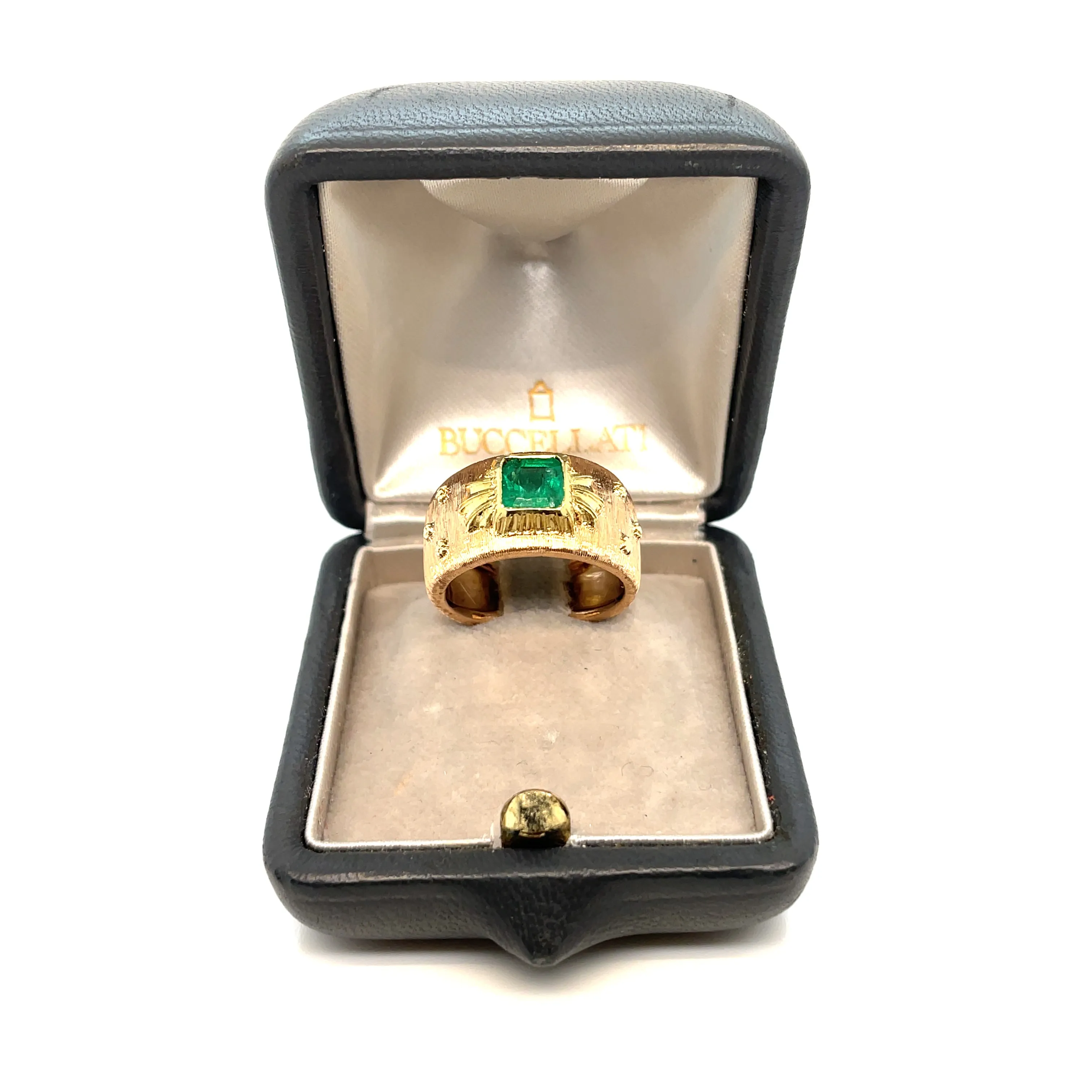 Mario Buccellati Colombian Emerald Gold Band Ring