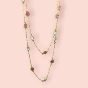 MCJewels - Longstation Necklace _ Pink Tourmaline and Blue Topaz