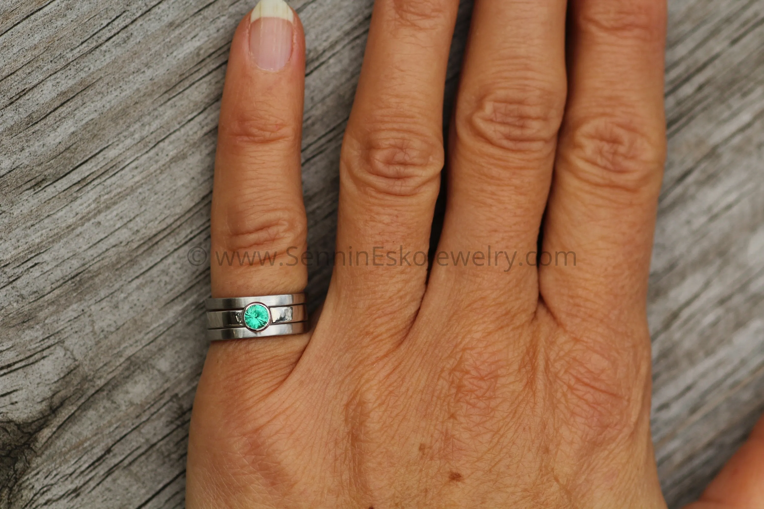 Medium weight Platinum setting - Depicted with an Emerald (Setting Only, Center Stone Sold Separately)