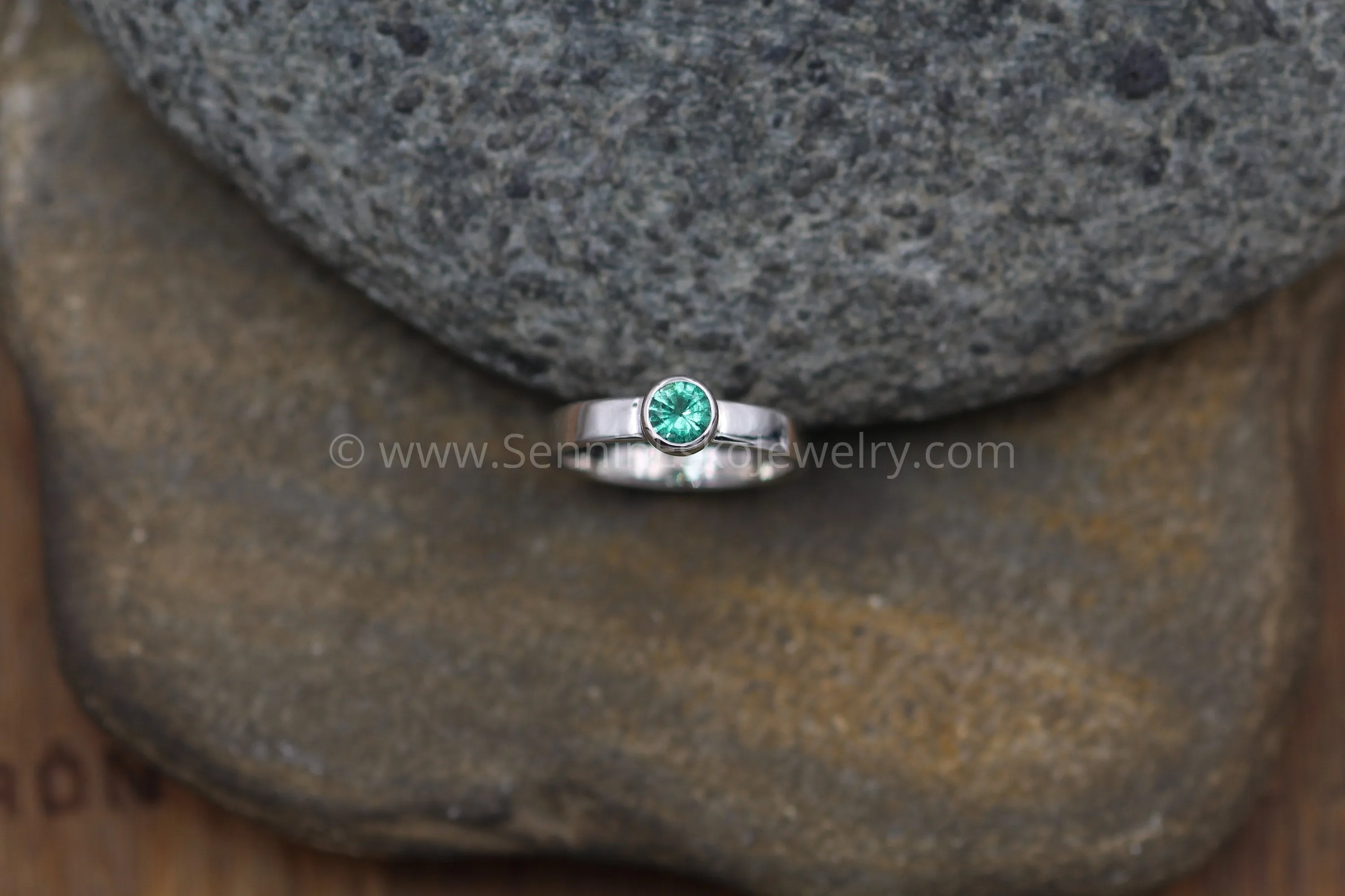 Medium weight Platinum setting - Depicted with an Emerald (Setting Only, Center Stone Sold Separately)