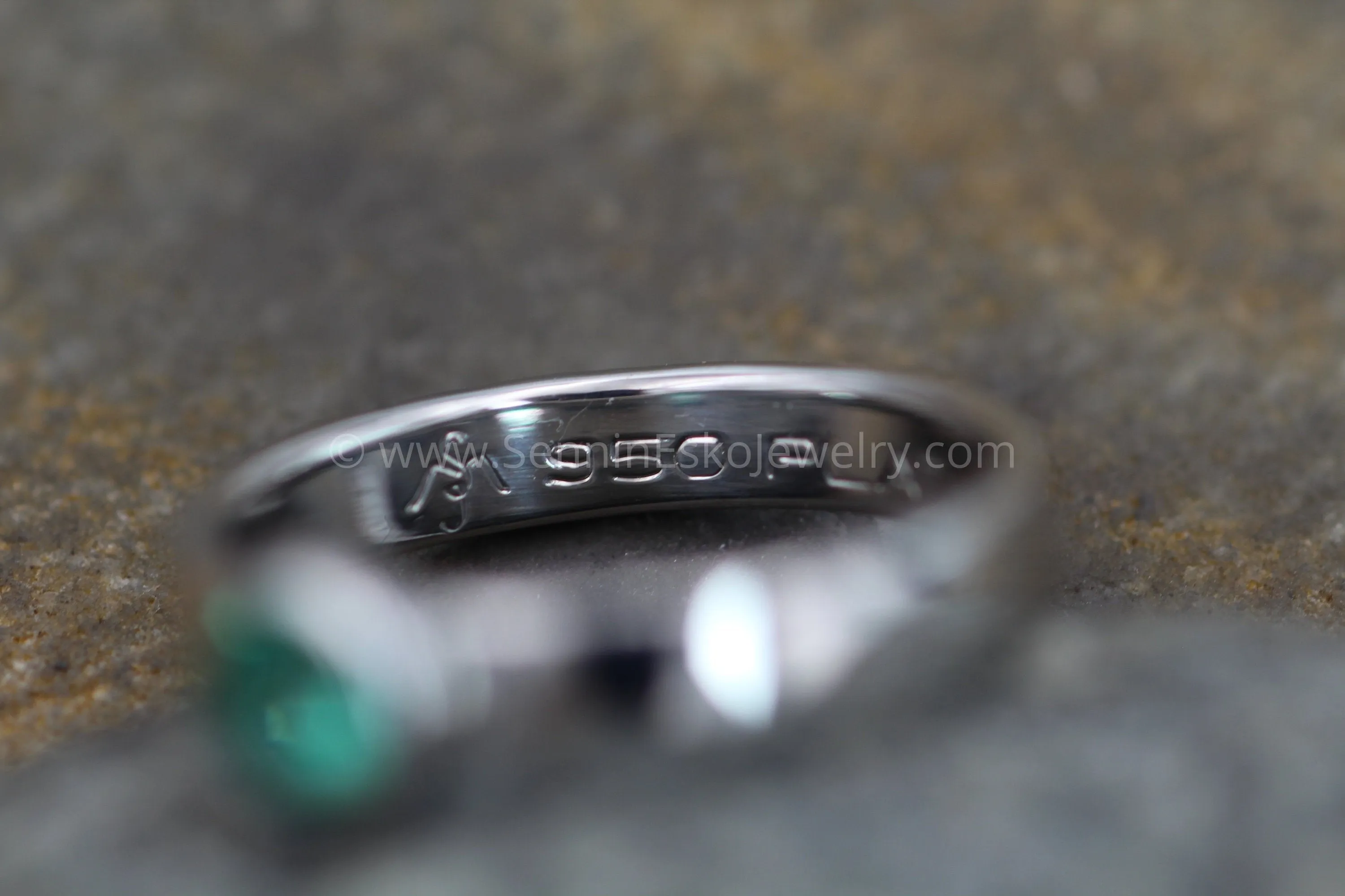 Medium weight Platinum setting - Depicted with an Emerald (Setting Only, Center Stone Sold Separately)