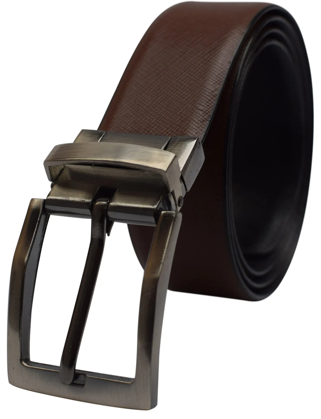 Men's Reversible Leather Belt 1.4" Wide Black & Brown Rotating Buckle Classic Style Dress Belt Jean Belt For Men