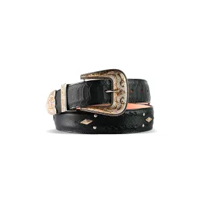 Mens Texas Country Python Negro punta Diamante