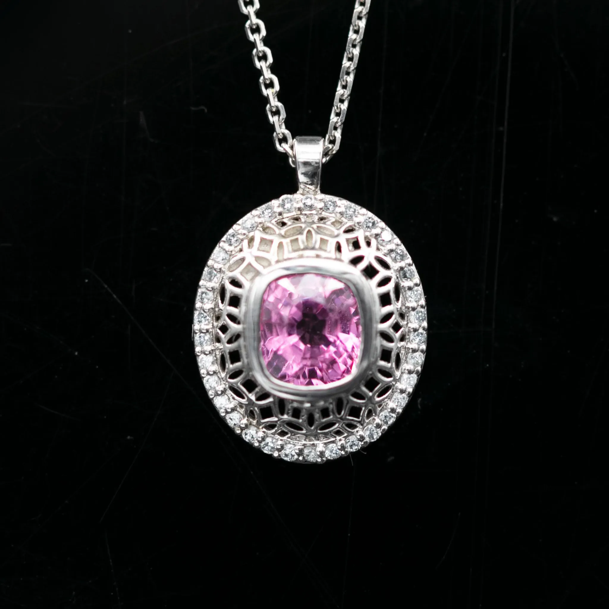 Miami Necklace: Art Deco Floral With Spinel