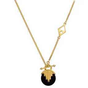 MINI AURORA PENDULUM NECKLACE BLACK ONYX - GOLD