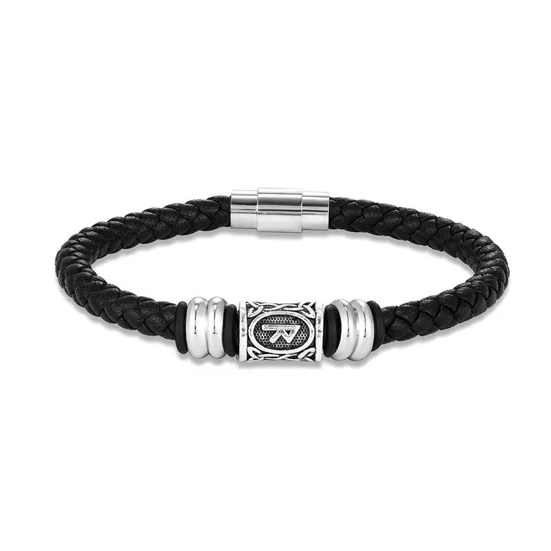 MKENDN Personalized Norse Viking Runes Amulet Bracelet Leather Wristband With Futhark Rune Bead In Your Choice Viking Jewelry