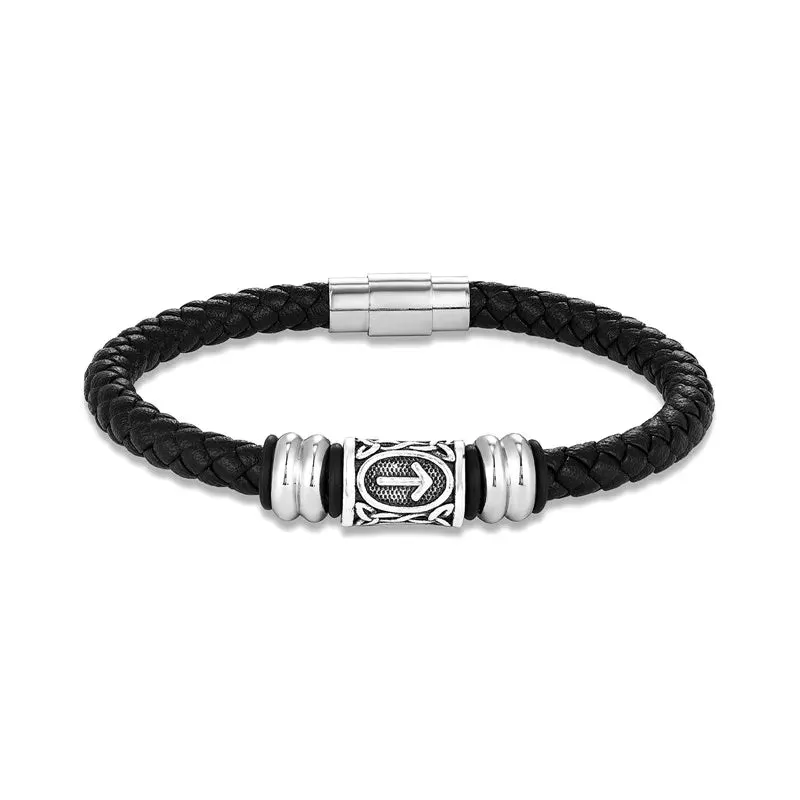 MKENDN Personalized Norse Viking Runes Amulet Bracelet Leather Wristband With Futhark Rune Bead In Your Choice Viking Jewelry