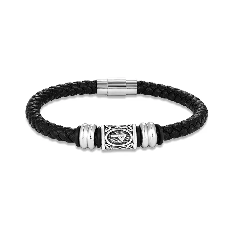 MKENDN Personalized Norse Viking Runes Amulet Bracelet Leather Wristband With Futhark Rune Bead In Your Choice Viking Jewelry