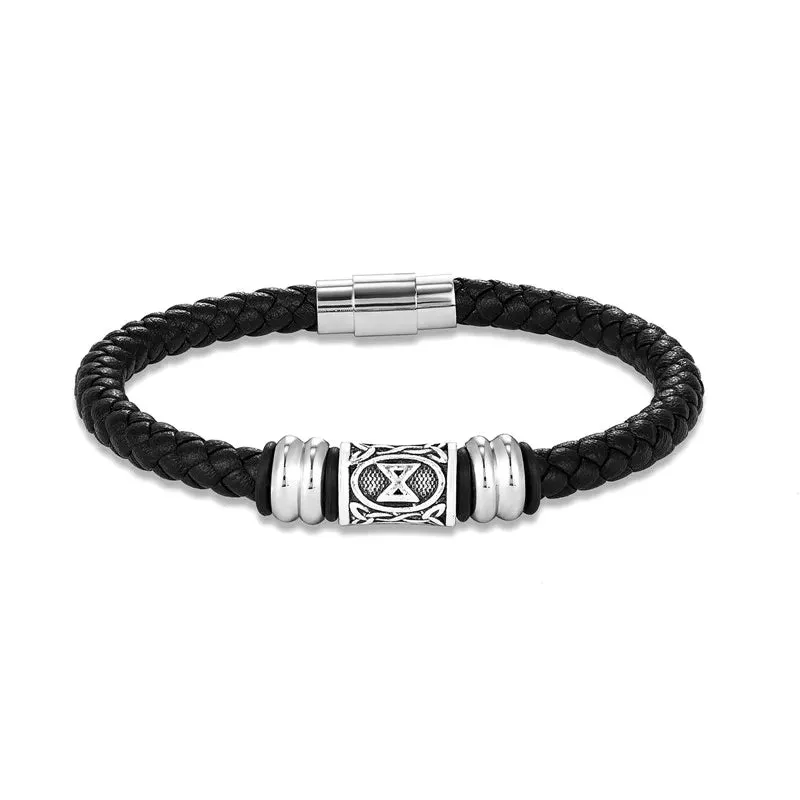 MKENDN Personalized Norse Viking Runes Amulet Bracelet Leather Wristband With Futhark Rune Bead In Your Choice Viking Jewelry