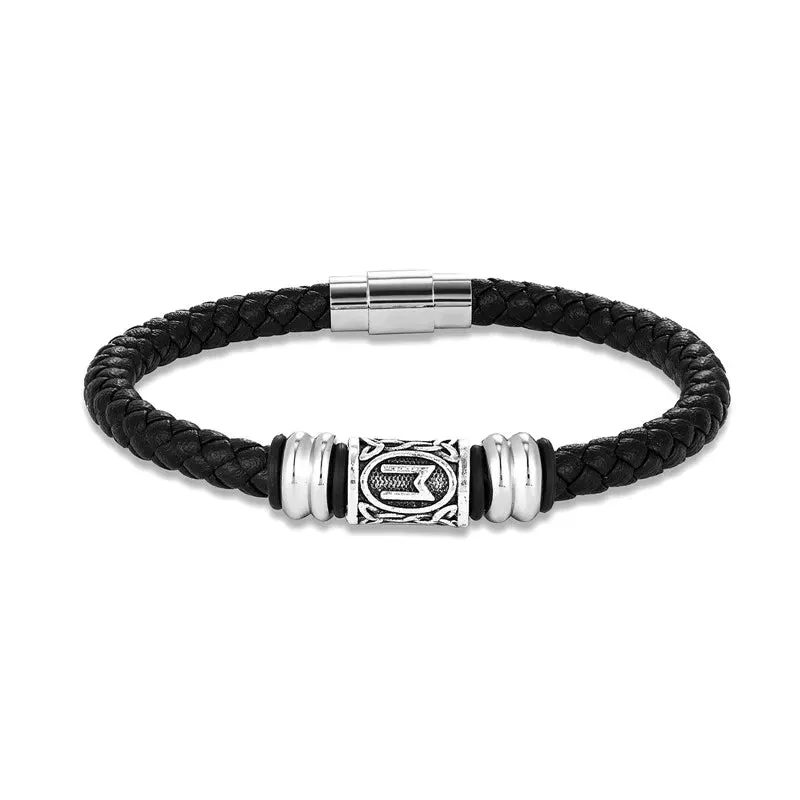 MKENDN Personalized Norse Viking Runes Amulet Bracelet Leather Wristband With Futhark Rune Bead In Your Choice Viking Jewelry