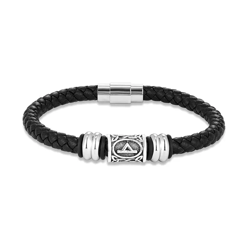 MKENDN Personalized Norse Viking Runes Amulet Bracelet Leather Wristband With Futhark Rune Bead In Your Choice Viking Jewelry