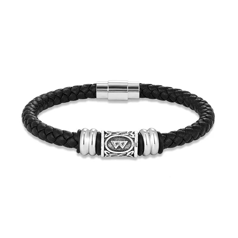 MKENDN Personalized Norse Viking Runes Amulet Bracelet Leather Wristband With Futhark Rune Bead In Your Choice Viking Jewelry