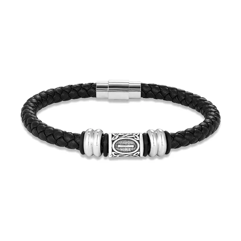 MKENDN Personalized Norse Viking Runes Amulet Bracelet Leather Wristband With Futhark Rune Bead In Your Choice Viking Jewelry