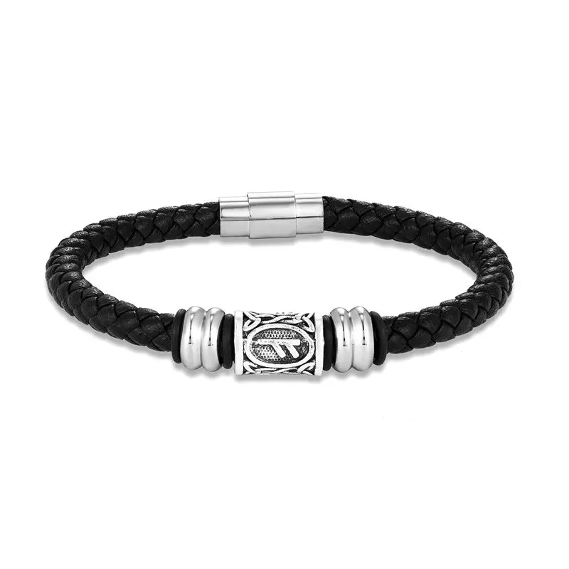 MKENDN Personalized Norse Viking Runes Amulet Bracelet Leather Wristband With Futhark Rune Bead In Your Choice Viking Jewelry