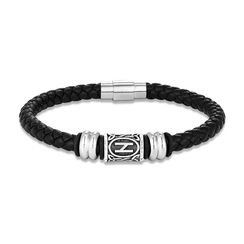 MKENDN Personalized Norse Viking Runes Amulet Bracelet Leather Wristband With Futhark Rune Bead In Your Choice Viking Jewelry