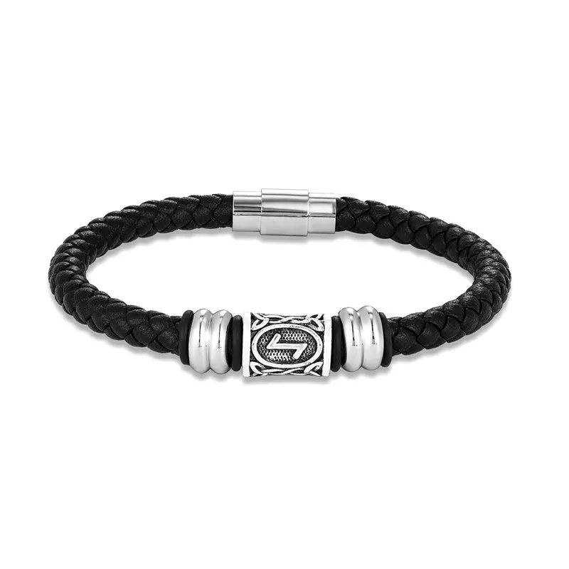 MKENDN Personalized Norse Viking Runes Amulet Bracelet Leather Wristband With Futhark Rune Bead In Your Choice Viking Jewelry