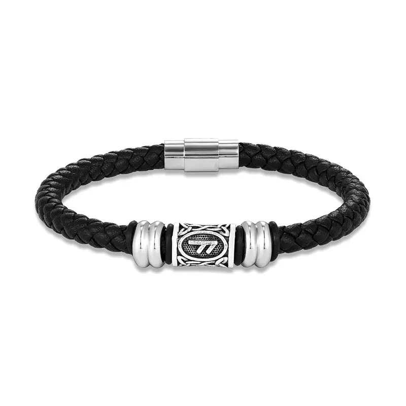 MKENDN Personalized Norse Viking Runes Amulet Bracelet Leather Wristband With Futhark Rune Bead In Your Choice Viking Jewelry