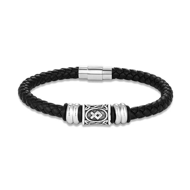 MKENDN Personalized Norse Viking Runes Amulet Bracelet Leather Wristband With Futhark Rune Bead In Your Choice Viking Jewelry