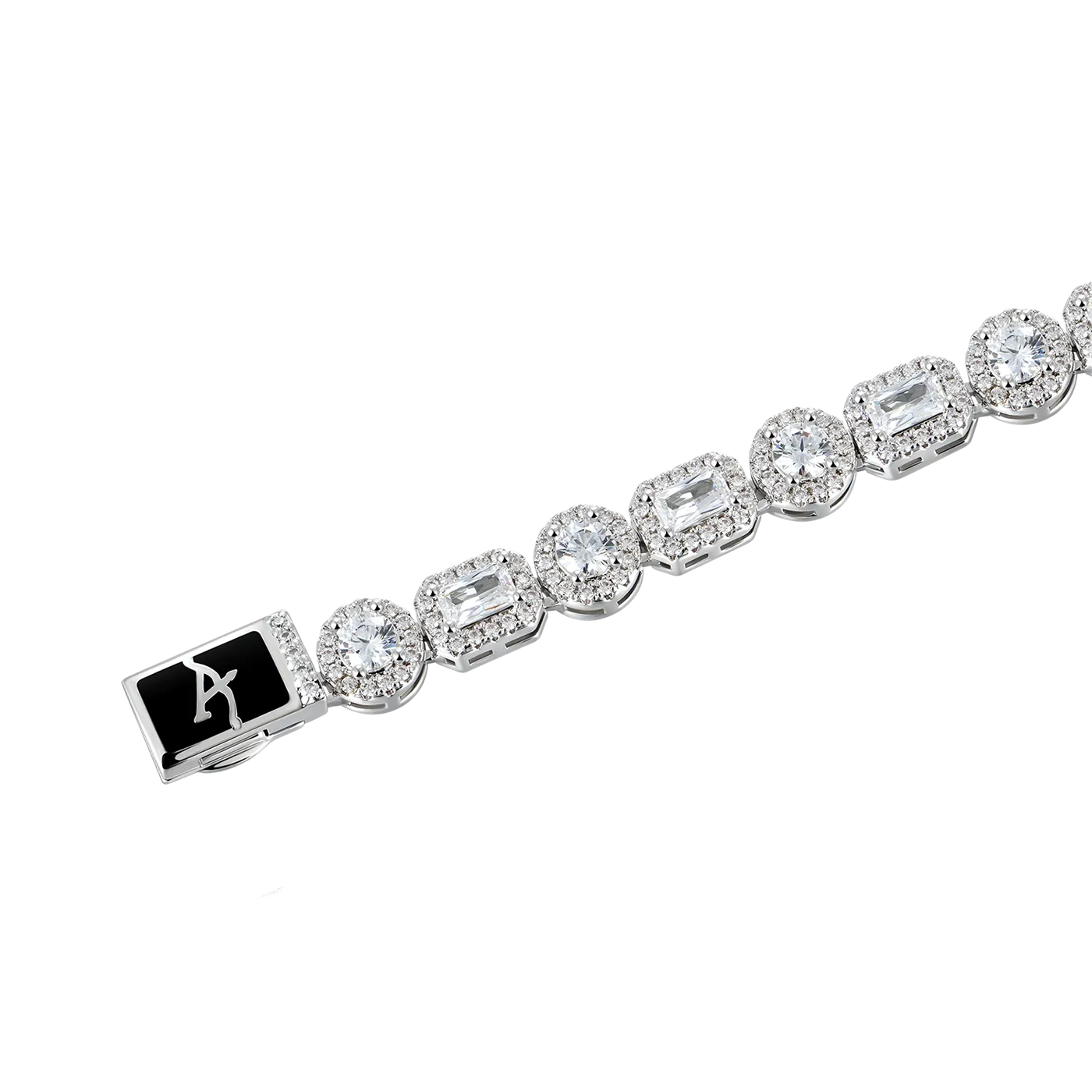 Moissanite Emerald Cut Mix Clustered Tennis Bracelet - 7mm