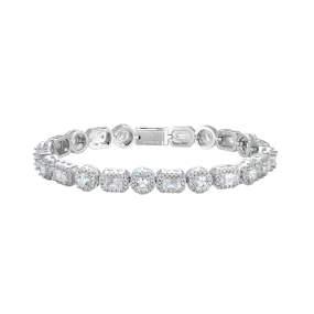 Moissanite Emerald Cut Mix Clustered Tennis Bracelet - 7mm