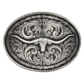 Montana Silversmiths Rope and Barbed Wire Longhorn Classic Impressions Attitude Buckle