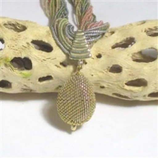 Multi-strand Mutli-colored Seed Bead Necklace with Beaded Bead Pendant