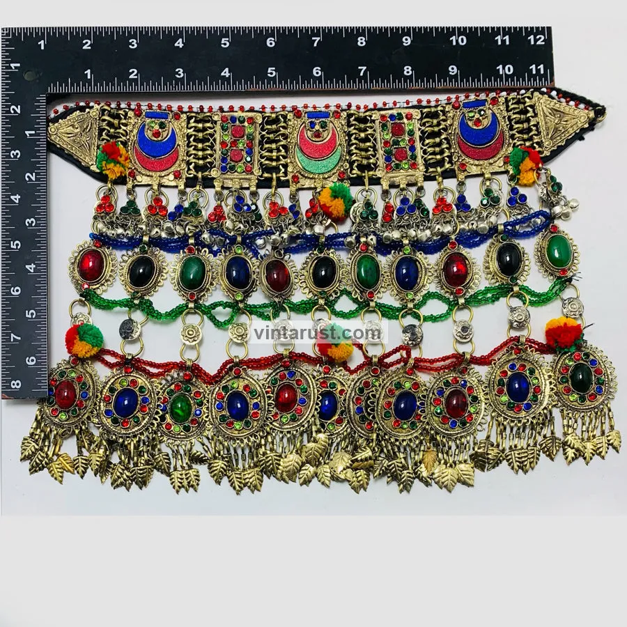 Multicolor Oversized Choker Necklace With Dangling Tassels