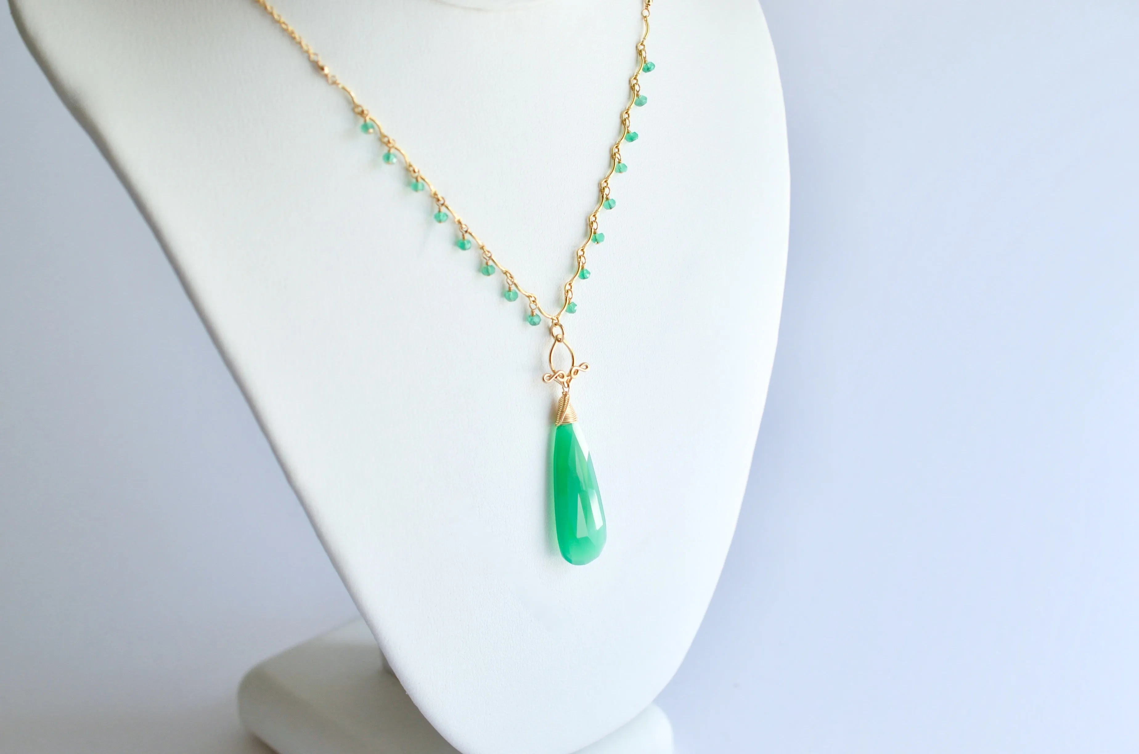 Natalie - Green Onyx, 14k Gold Filled Necklace