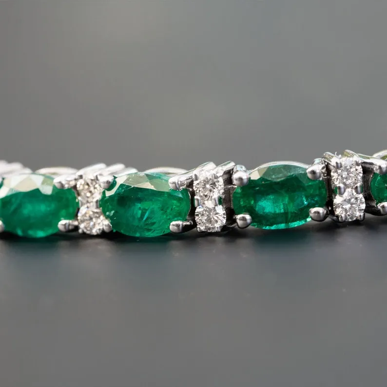 Natural Emerald Bracelet for women, wedding jewelry, Anniversary Gift