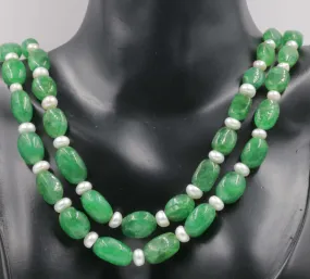 Natural Emerald Nugget and Cultured Pearl Beaded Necklace May Birthstone Necklace June Birthstone Necklace SKU 6142721 6142722