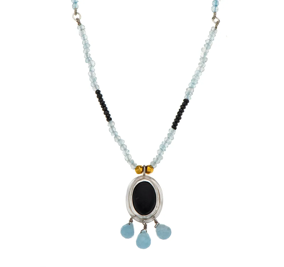 Nava Zahavi Silver Aqua and Onyx Alluring Necklace