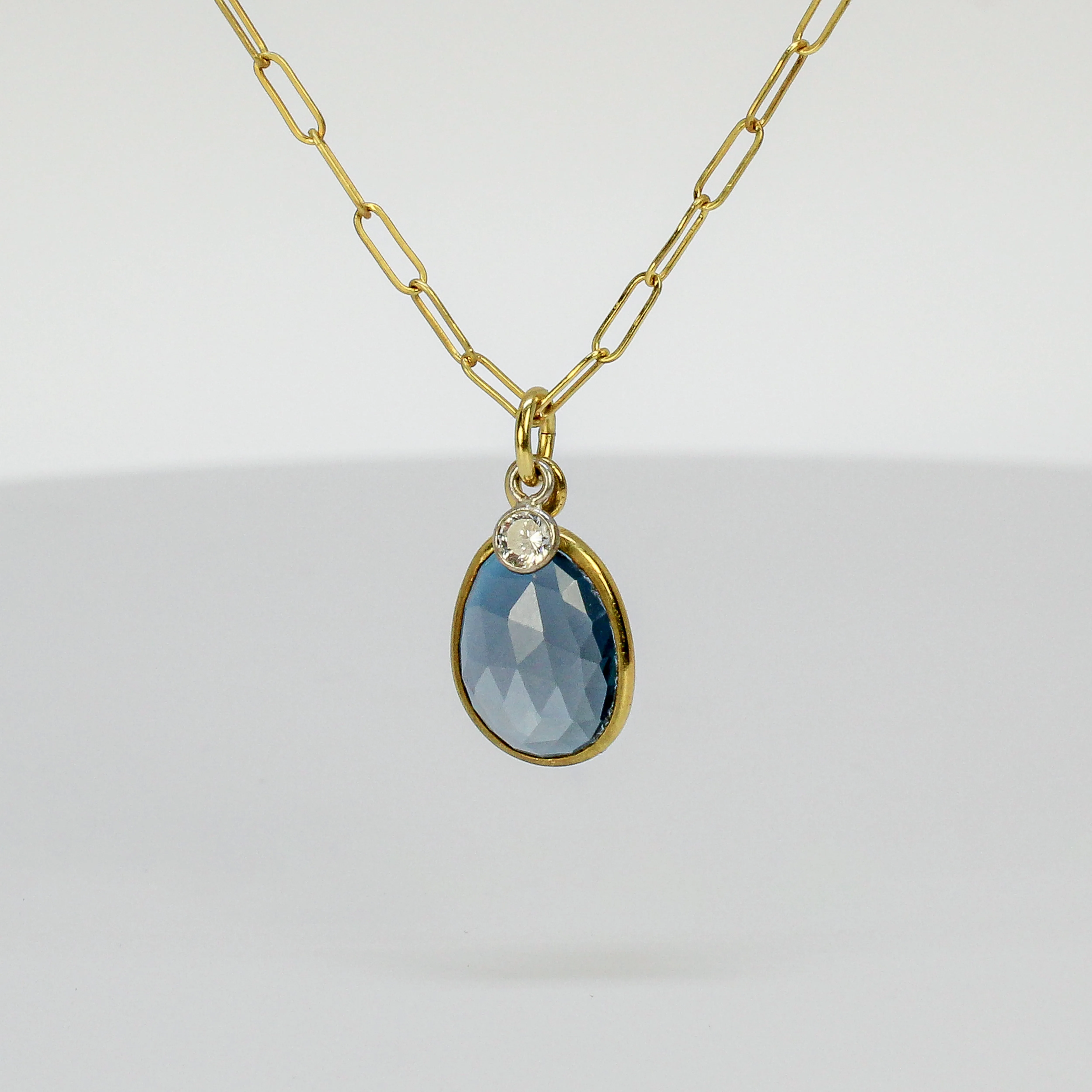 NEW! Bezeled Blue Topaz Pendant in 18k Gold Vermeil by Sarah Richardson