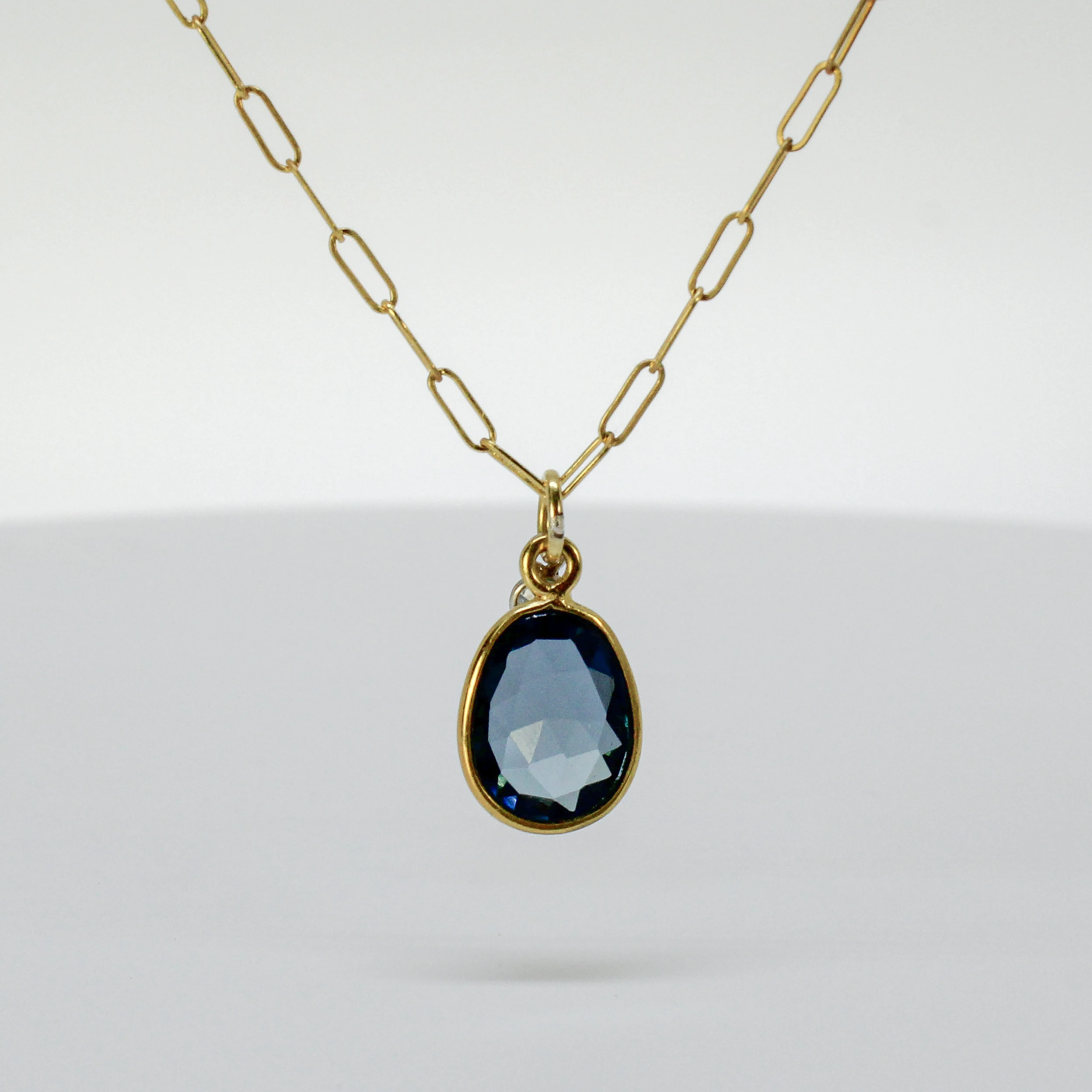 NEW! Bezeled Blue Topaz Pendant in 18k Gold Vermeil by Sarah Richardson