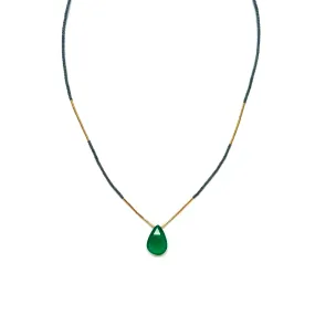 NEW! Green Onyx Beaded Drop Necklace by Debbie Fisher