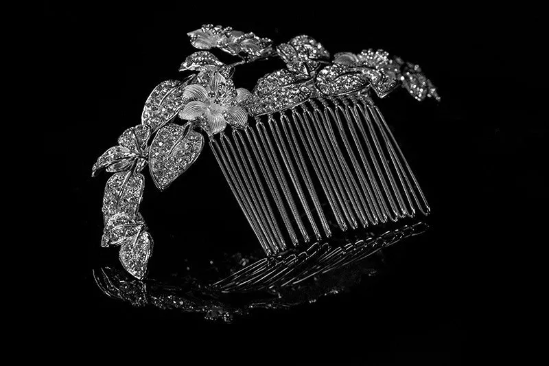 Nikki Art Deco Flower Hair Comb | Swarovski Crystal