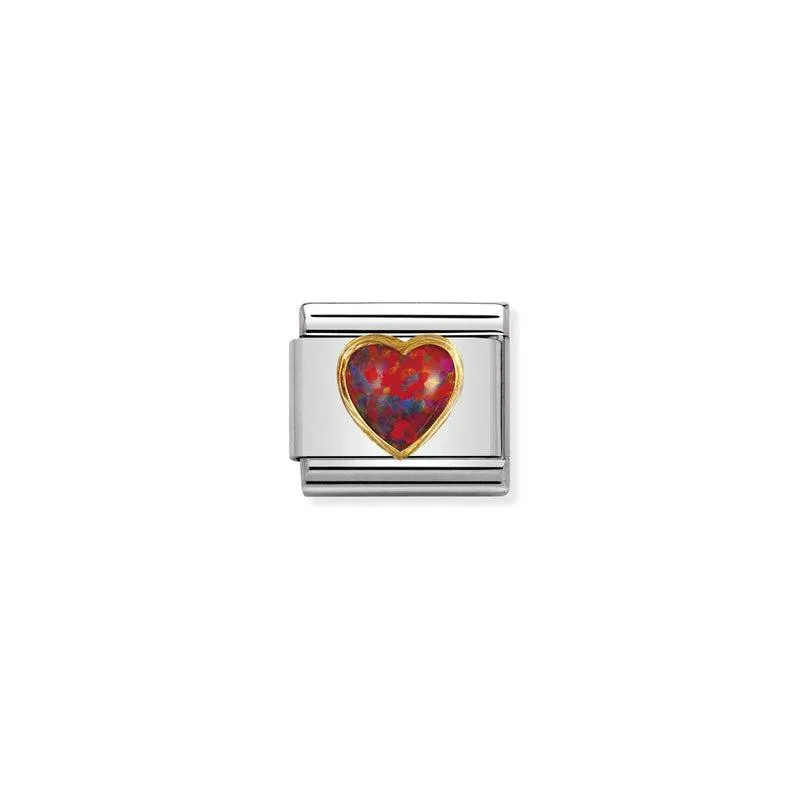 Nomination Composable Link Heart, Red Opal Stone, 18K Gold