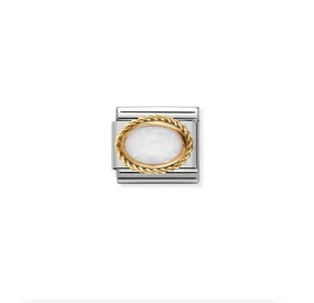 Nomination - Link Oval Stone Braided setting 18k Gold WHITE OPAL