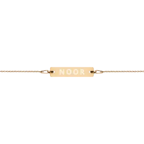 Noor Engraved Silver Bar Chain Bracelet