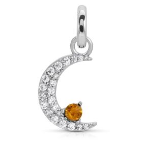 November Topaz Birthstone Charm - Moon