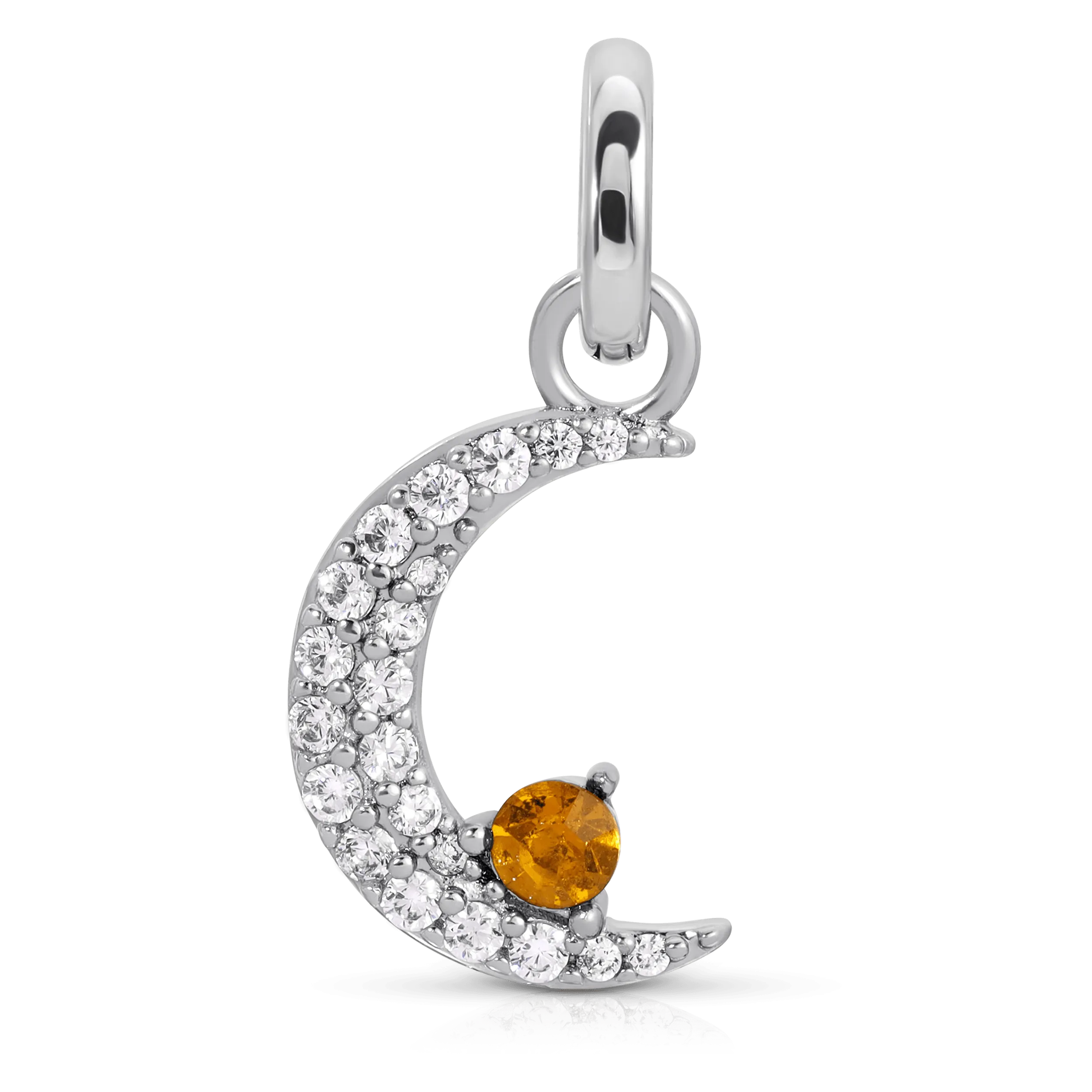 November Topaz Birthstone Charm - Moon