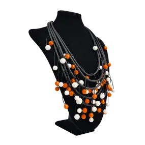 Onyx White Orange Teardrop Necklace