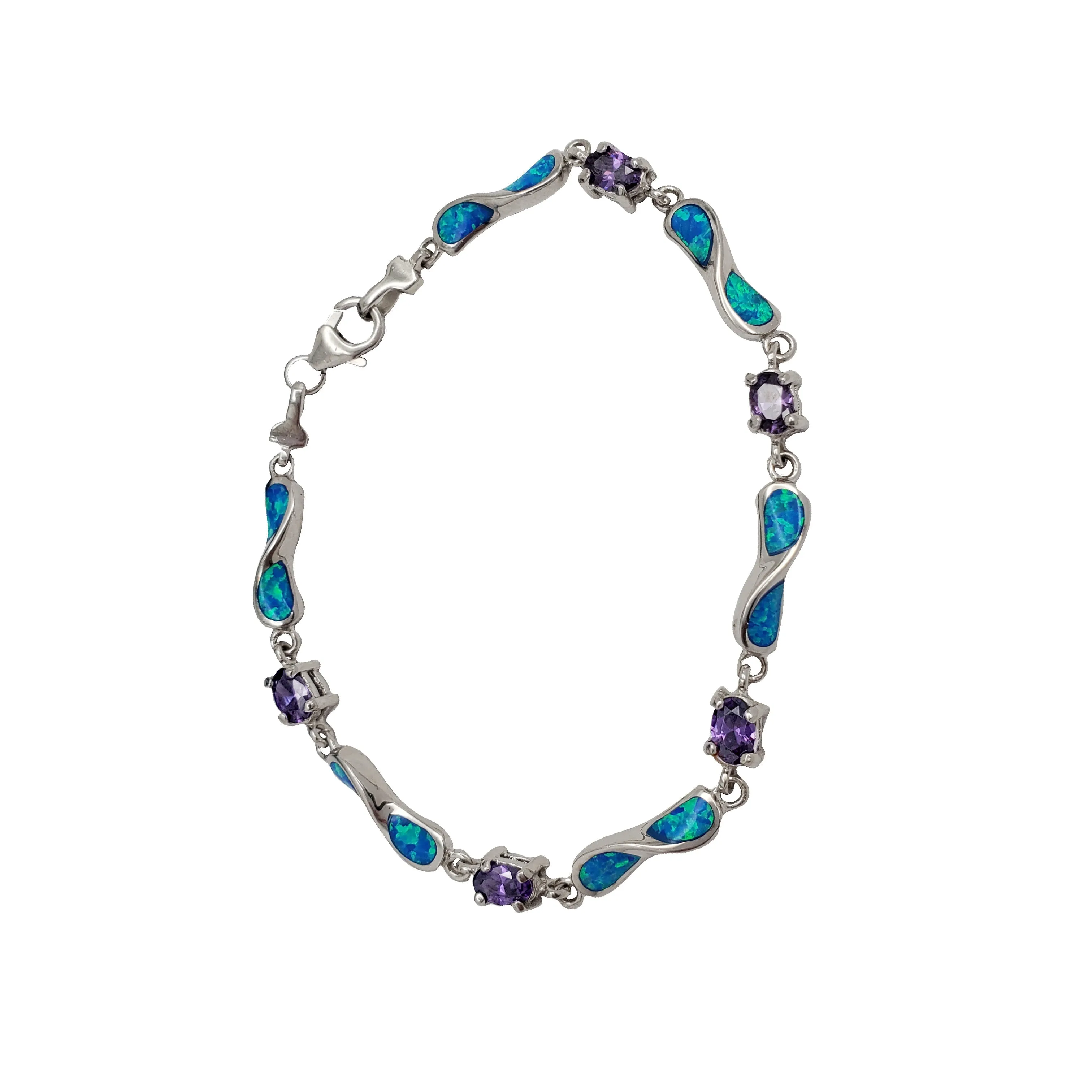 Opal Twist Amethyst Bracelet (Silver)