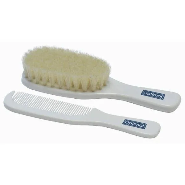 Optimal - Natural Bristles Baby Brush & Comb Set