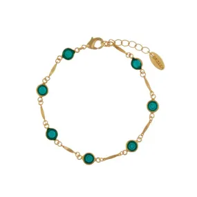 Orelia Emerald & Bar Link Chain Bracelet