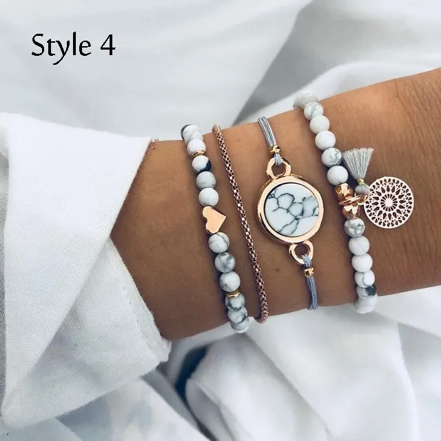 OVAL STONE BRACELET STACK