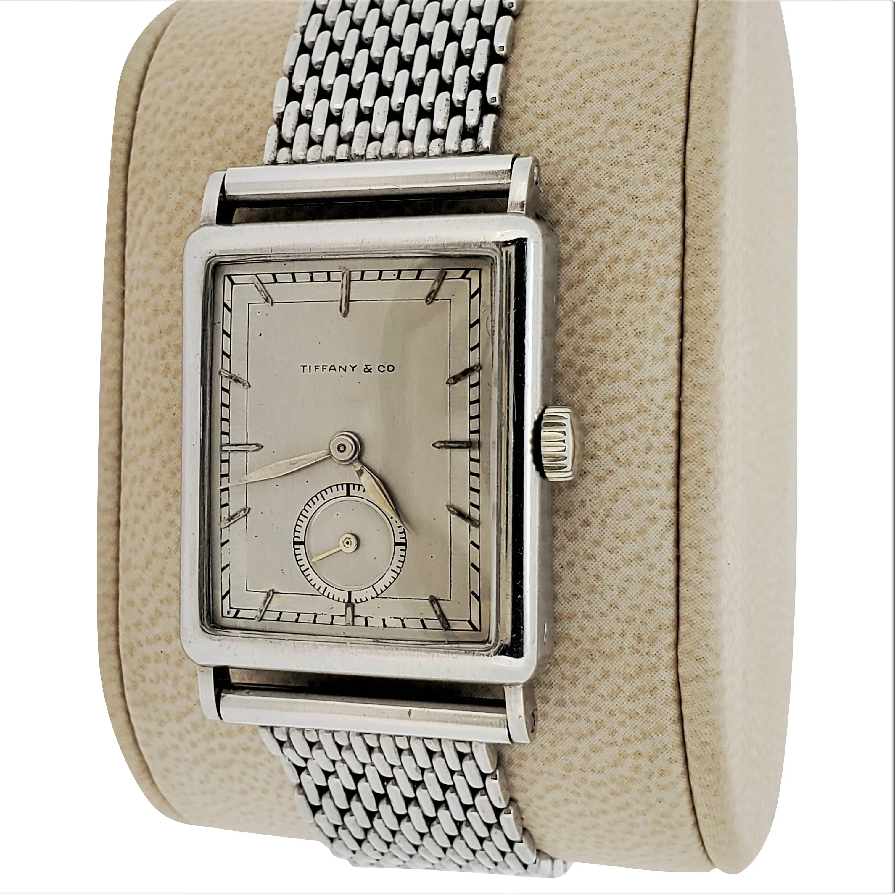 Patek Philippe Tiffany & Co. Early Platinum Art Deco Rectangular Tank style watch circa 1930's