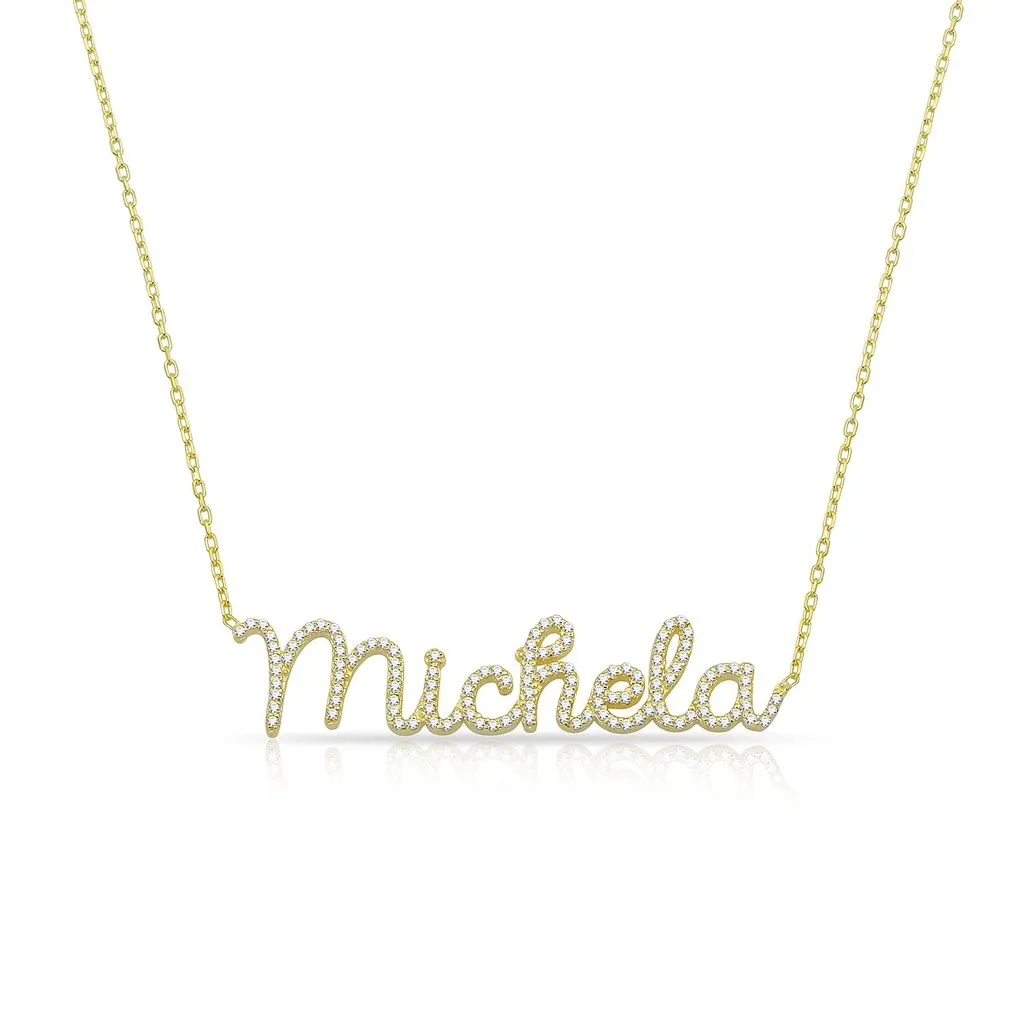 Pavé Script Name Necklace